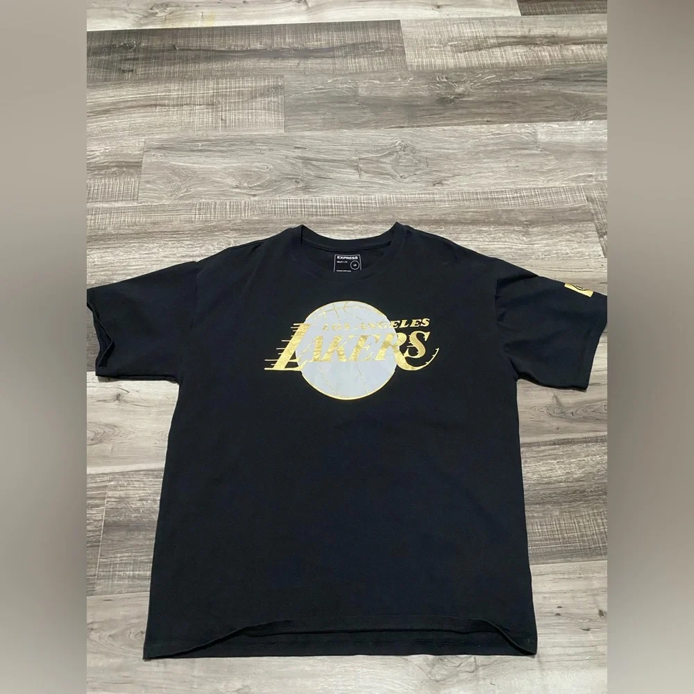 Express LA Lakers  Black and Gold Mens  Tee size Large 100% cotton - Picture 2 of 11